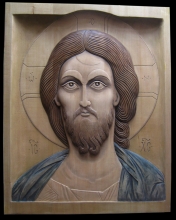 Christ The Saviour - bas-relief, wood carving