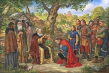 Blessing Of Feodosy The Saint - oil, canvas