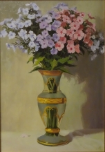 Phloxes In A Bohemian Vase - oil, canvas, dammar gum