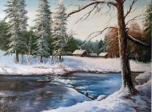 Winter River - oil, canvas