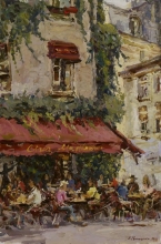 Old Cafe In Paris - oil, canvas