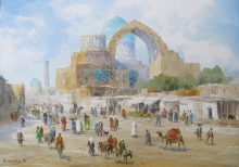 View Of The Ruins Of The Bibi Khanum In Samarkand - paper Arches, watercolor Daniel Smith