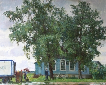 Old School In The Village Of Podol - oil, canavs