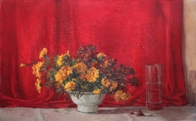 Red Still Life - oil, canvas