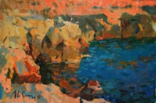 Sunset. Cliffs Of Kazantip - oil, canvas