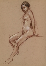 Nude 34 - pastel, toned paper