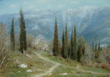 Spring. Mountains - oil, canvas
