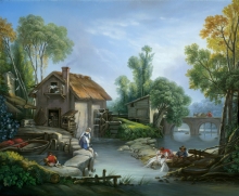Interpretation Of "Rural Fuss" by Francois Boucher - oil, canvas