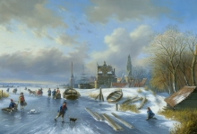 Interpretation Of "At The Skating Rink. Fishermen" - oil, canvas