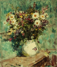 Bouquet Of Field Flowers - oil, cardboard