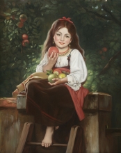 Inspired By The Painting "Apple Gatherer" - oil, canvas