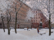 Frost. Pushkinskaya Street - pastel, paper