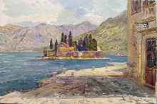 View Of The Island Of St. George, Montenegro - oil, canvas