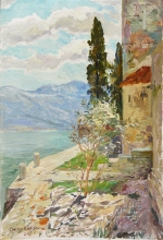 On The Island Of St. George, Montenegro - oil, canvas, framed