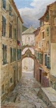 An Old Street In Kotor, Montenegro - oil, canvas
