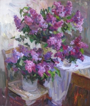 Still Life With Lilac - oil, canvas