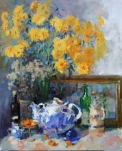 Energy Of Yellow Flowers - oil, canvas