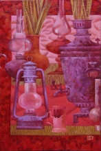 Pink Still Life - oil, canvas