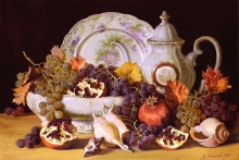 Grapes With Antique Dishes - oil, canvas