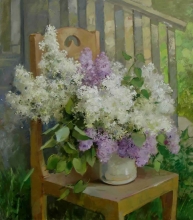 Lilac On The Chair - oil, canvas
