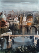 Prague - watercolors, paper