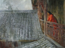 Heavy Rain In Sichuan Province - oil, canvas
