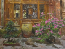 Azaleas In Blossom - oil, canvas