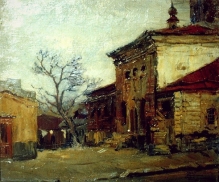 Moscow Courtyard - oil, canvas
