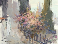 Blooming Plum Tree - oil, canvas on cardboard