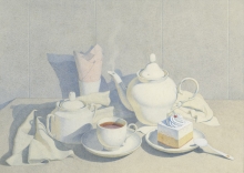 Tea And Cake - watercolors, paper
