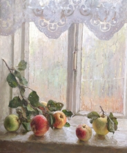 Autumn Rain. Apples - oil, canvas
