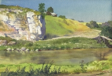The Urals. Chusovoye Village. Shamanka Rock - watercolors, paper