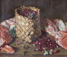 Still Life With Lingonberry - oil, canvas