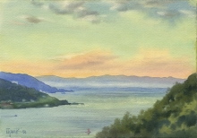 Baikal, View On Shaman Rock - watercolors, paper