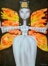 Mademoiselle Butterfly - acrylic, canvas