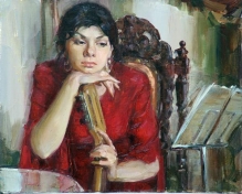 Guitar Player At Rest - oil, canvas