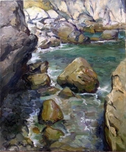 Rocks And Sea - oil, canvas