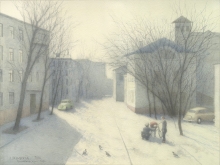 Moscow. Vishnyakovsky Lane - watercolors, paper
