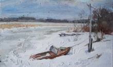 Winter By The Lake - oil, canvas