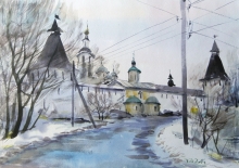 Pafnutiy-Borovsky Monastery - watercolors, paper