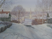 Winter In Gorohovets - watercolors, paper
