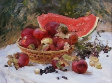 Still Life With Watermelon - oil, canvas