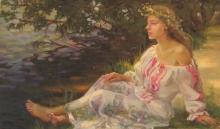 Girl In The Wreath - oil, canvas