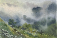 In The Mountains Of Chadakolob, Dagestan - watercolors, paper