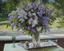 Still Life With Lilac - oil, canva