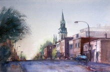 Street Hochelaga. Montreal - watercolor, paper Arches