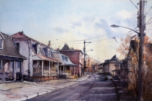 Old Street Of Quebec - watercolor, paper Arches