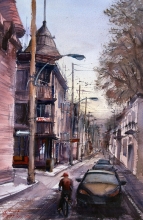 Street Marie-Anne. Montreal - watercolor, paper Arches