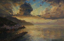 Sunset Over Amalfi - oil, canvas