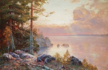 Sunset In Karelia - oil, canvas